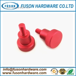 Knurled Head Thumb Screw Anodized Red/Aluminum CNC Lathes Parts, Red Aluminum Thumb Screws, Shoulder Screws