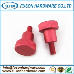 Knurled Head Thumb Screw Anodized Red/Aluminum CNC Lathes Parts, Red Aluminum Thumb Screws, Shoulder Screws